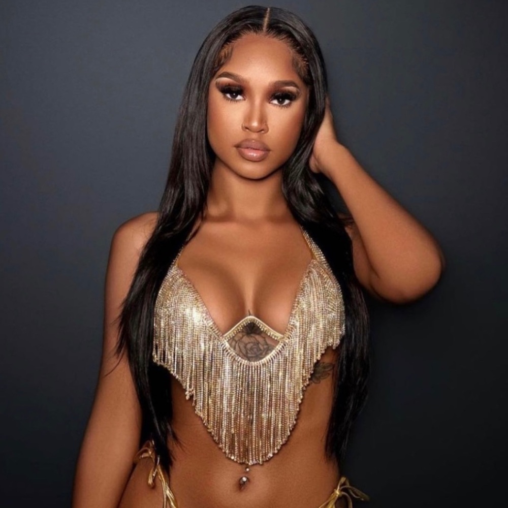 aglist gold rhinestone top